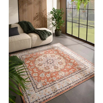 Afbeelding van Buitenkleed Vierkant Vintage Valenca Nova Terracotta 160x160 Cm