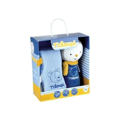 Image de T&#039;Choupi Baby Coffret Naissance Avec Doudou Et Peluche Hochet +/ 25 Cm Jemini Idéal Pour Un Cadeau De Naissance.