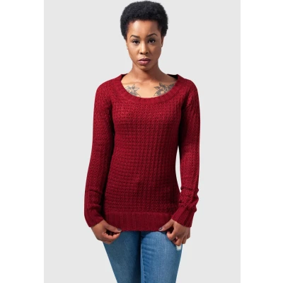 Afbeelding van Urban Classics Ladies LONG Wideneck Sweater Trui, Dames, Maat: XS, Burgundy