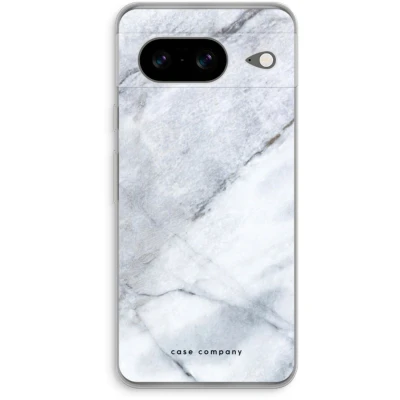 Afbeelding van Case Company® hoesje geschikt voor Google Pixel 8 Witte marmer Soft Cover Telefoonhoesje Bescherming aan alle Kanten en Schermrand