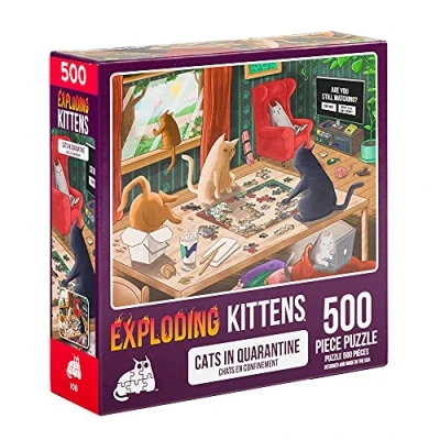 Afbeelding van Exploding Kittens Jigsaw puzzels voor volwassenen katten in veertig 500 stukjes familie plezier en spelnacht