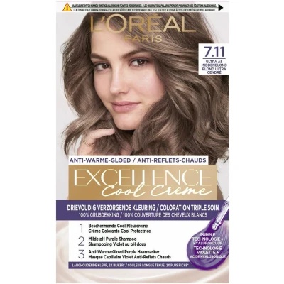 Afbeelding van 1+1 gratis: L&#039;Oréal Excellence Cool Crème Permanente Crèmekleuring 7.11 Ultra As Middenblond