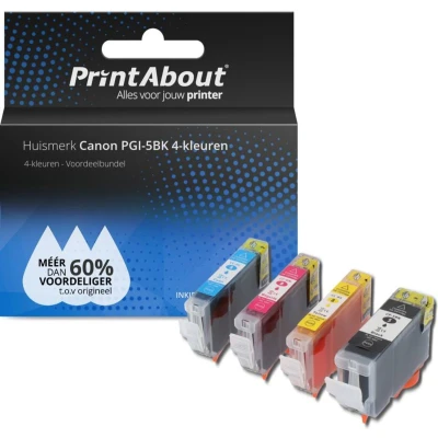 Afbeelding van Huismerk Canon PGI 5BK 4 kleuren Inktcartridge Voordeelbundel