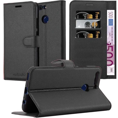 Afbeelding van Cadorabo Hoesje geschikt voor Honor V9 in PHANTOM ZWART Beschermhoes met magnetische sluiting, standfunctie en kaartvakje Book Case Cover Etui