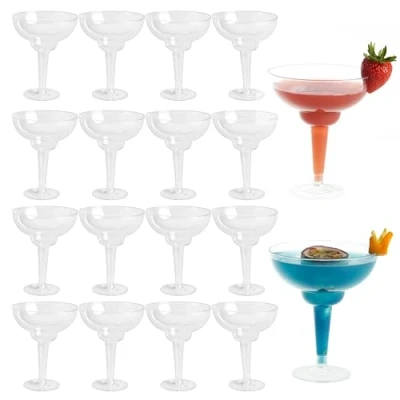 Afbeelding van MATANA 30 Plastic Herbruikbare Margarita Cocktailglazen voor Verjaardagen 360ml, Bruiloften, Barbecue, Kerst en Feesten Stevig Herbruikbaar