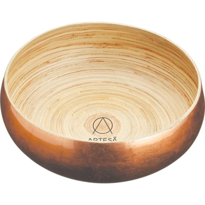Afbeelding van Artesà Fruitschaal/Serveerschaal Koper Bamboe Hout 26 cm