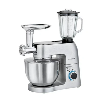 Image de Robot de cuisine avec batteur verre Pétrin 67 litres Hachoir à viande Proficook KM 1189 1500 Argent