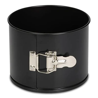Image de patisse 02819 moule à manquécharnière bord haut antiadhésif acier revêtu noir 12 cm