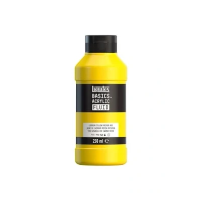 Afbeelding van Liquitex Basics Fluid Acrylverf met vloeibare consistentie, sneldrogend, lichtecht, waterdicht, op waterbasis, 250 ml fles, cadmiumgeel, medium imitatie