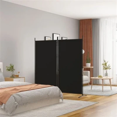 Afbeelding van Kamerscherm met 2 panelen 175x180 cm stof zwart
