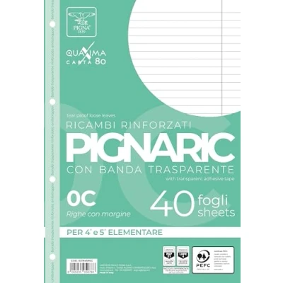 Afbeelding van Pigna 02194590C Vervanging met versterkte band, 0C strepen, lijnen voor 4 en 5 primair, 80 g/m² papier, 40 vellen
