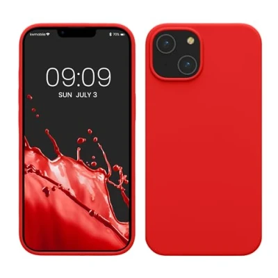 Afbeelding van kwmobile telefoonhoesje geschikt voor Apple iPhone 14 Hoesje met siliconen coating Smartphone case in rood