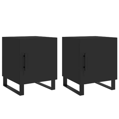 Afbeelding van Nachtkastjes 2 st 40x40x50 cm bewerkt hout zwart
