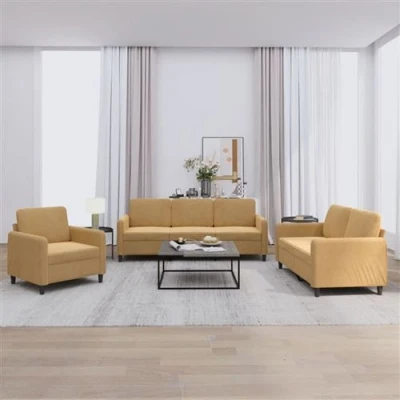 Image de vidaXL Ensemble de canapés 3 pcs marron velours