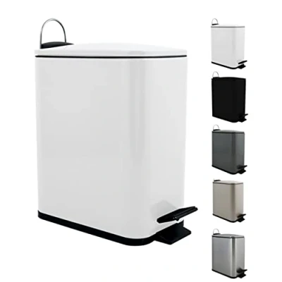 Afbeelding van Spirella Pedaalemmer Paris wit 5 liter metaal L28 x B14 H29 cm soft close toilet/badkamer