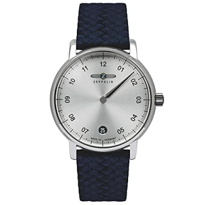 Afbeelding van Zeppelin Dameshorloge met lederen band 36 mm ETA quartz mono timer datum 8643, zilver., Riemen