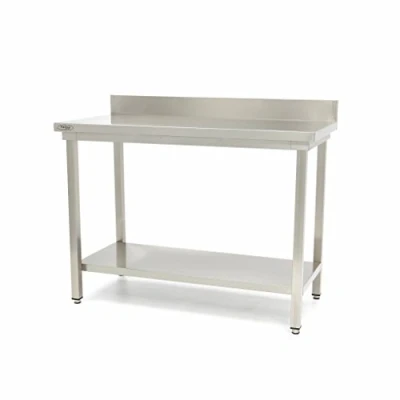 Afbeelding van Maxima Werktafel rvs 60 x cm Verstelbare Hoogte met spatrand en Onderschap
