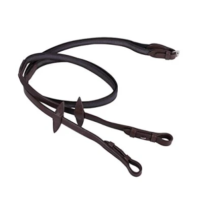 Afbeelding van QHP Teugel Anti slip met blinde sluiting maat Full dark brown