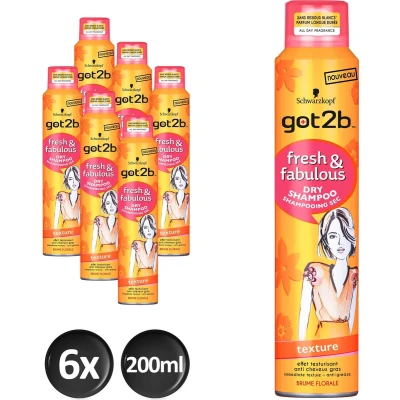 Afbeelding van Schwarzkopf Got2b Fresh &amp; Fabulous Texture Droogshampoo Voordeelverpakking 6x200ml