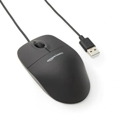 Afbeelding van Amazon Basics 3 knops optische USB muis voor Windows en Mac OS X, zwart