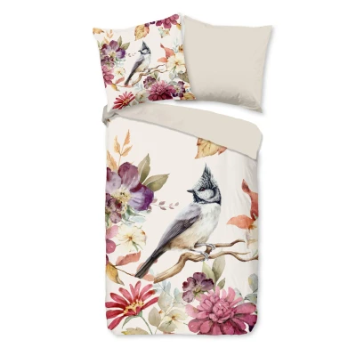 Afbeelding van Dekbedovertrek 135x200 cm Bloemen en Vogels Print Multi 1 Persoons 100% Katoen Oeko Tex Gecertificeerd