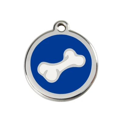 Afbeelding van Comic Bone Navy roestvrijstalen hondenpenning medium/gemiddeld dia. 3 cm RedDingo
