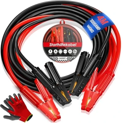 Afbeelding van MASKO® Startkabel voor benzine en dieselmotoren, 6/12/24 V, koper, met handschoenen draagtas, 2 x 4 m/50 mm², 3000 ampère