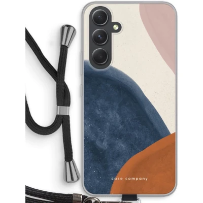 Afbeelding van Case Company® hoesje met Koord geschikt voor Samsung Galaxy A54 Geo #1 Telefoonhoesje Zwart Bescherming aan alle Kanten en Over de Schermrand