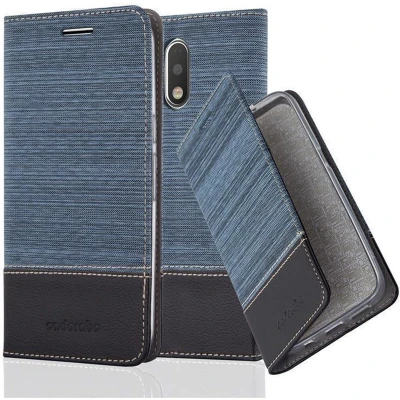 Afbeelding van Cadorabo Hoesje geschikt voor Motorola MOTO G4 / PLUS in DONKERBLAUW ZWART Beschermhoes met magnetische sluiting, standfunctie en kaartvakje Book Case Cover Etui