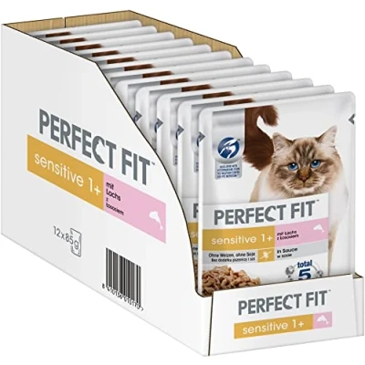 Afbeelding van 96x85g Perfect Fit Sensitive 1+ Zalm Natvoer Katten