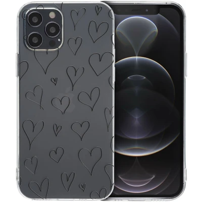 Afbeelding van iMoshion hoesje Geschikt voor iPhone 12 Pro / Siliconen Design Meerkleurig Hearts