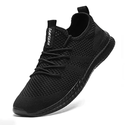 Afbeelding van Fujeak Wandelschoenen voor heren, sportschoenen, sneakers, hardloopschoenen, tennisschoenen, vrijetijdsmode, licht, ademend, instapschoenen, zwart.