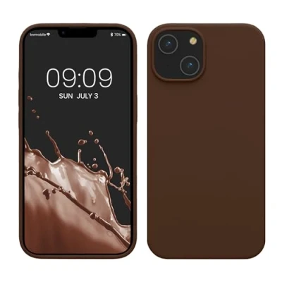 Afbeelding van kwmobile telefoonhoesje geschikt voor Apple iPhone 14 Hoesje met siliconen coating Smartphone case in chocoladebruin