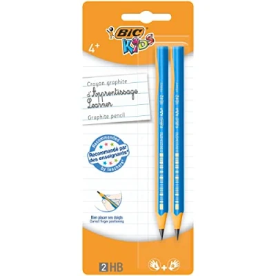 Image de BIC Kids Crayons à Papier d&#039;Apprentissage Triangulaires Extra Larges HB Bleu ou Rose (sans choix possible), Blister de 2