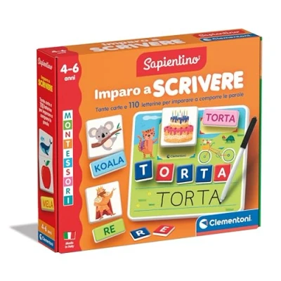 Afbeelding van Clementoni Sapientino Alfabetkaarten en uitwisbaar bord, leren schrijven, educatief spel Montessori 4 jaar, gemaakt in Italië, 16859, meerkleurig