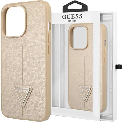 Afbeelding van Guess GUHCP14SPSATLE iPhone 14 6.1 beige/beige hardcase SaffianoTriangle logo