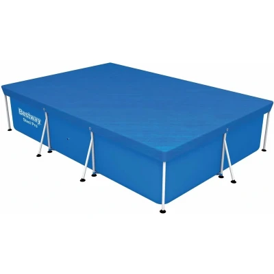 Afbeelding van Bestway Afdekzeil 221 x 154 cm Blauw Flowclear Rechthoekig PE Geschikt voor Steel Pro Frame Tegen Vuil Met Bevestigingskoord