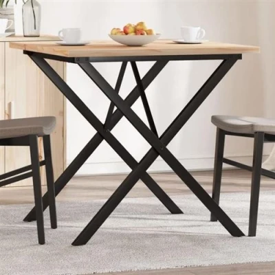 Afbeelding van vidaXL Eettafel X frame 90x90x75,5 cm massief grenenhout en gietijzer