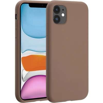 Afbeelding van Accezz Hoesje Geschikt voor iPhone 11 Siliconen Liquid Silicone Backcover MagSafe Lichtbruin