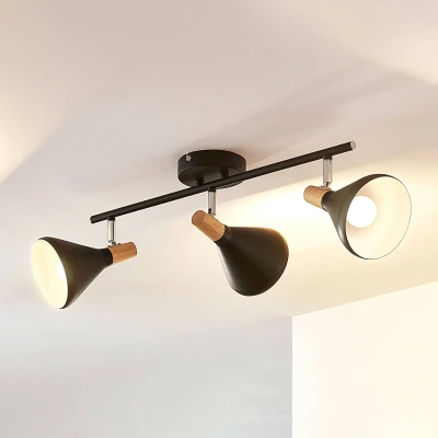 Afbeelding van Lindby buitenspot 3lichts Metaal, hout H: 17 cm E14 zwart, licht