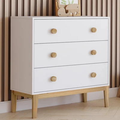 Image de Commode 3 tiroirs JACOB 80 cm enfant blanc et bois