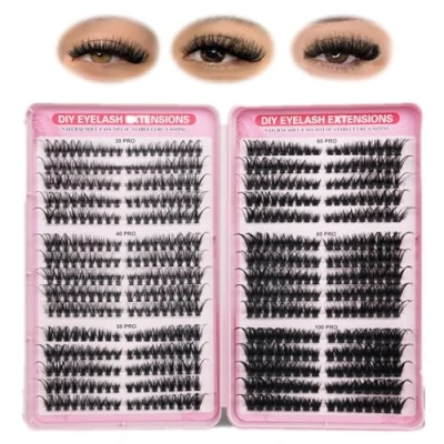 Afbeelding van FANDIQ 540 stuks natuurlijke individuele wimperextensions, D kromming, 8 16 mm, en zachte volumineuze wimperextensions voor thuis (30 + 40 50 60 80 100D Pro)