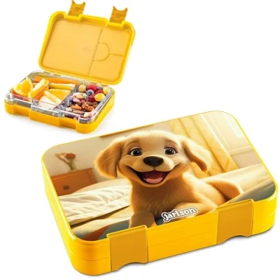 Afbeelding van Jarlson® Toni Lunchbox voor kinderen met vakken, lekvrij, kleuterschool en school, meisjes jongens, broodtrommel, bento, hondenmotief