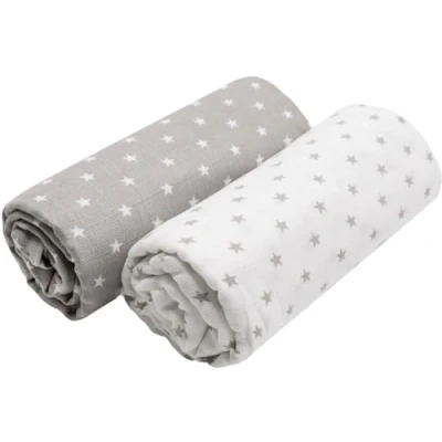 Afbeelding van ZOLLNER 2 luiers van chiffon, 120 x cm, katoen, wit/grijs