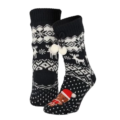 Afbeelding van Apollo Huissokken kerst dames Pompons Blauw One size