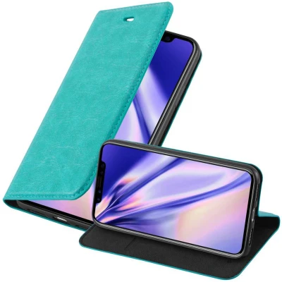Afbeelding van Cadorabo Hoesje geschikt voor Apple iPhone X / XS in BENZINE TURKOOIS Beschermhoes met magnetische sluiting, standfunctie en kaartvakje Book Case Cover Etui