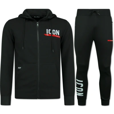 Afbeelding van Trainingspak ICON Joggingpak Heren Huispak Volwassenen Zwart Maat XXXL