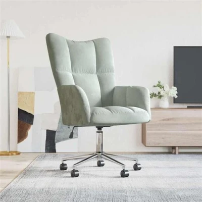 Image de vidaXL Chaise de relaxation Gris clair Velours328095