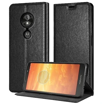 Afbeelding van Cadorabo Hoesje geschikt voor Motorola MOTO E5 / G6 PLAY in ZWARTE NACHT Beschermhoes met magnetische sluiting, standfunctie en kaartvakje Book Case Cover Etui