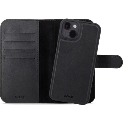 Afbeelding van Holdit Hoesje Geschikt voor iPhone 14 / 13 Met Pasjeshouder Wallet Case Magnet Plus Zwart